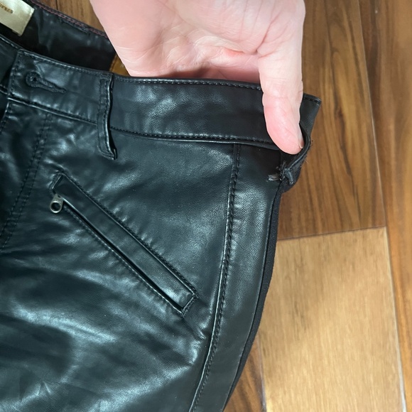 Anthropologie Pilcro Faux Leather Moto Ankle Pants Black 27 - Picture 4 of 4